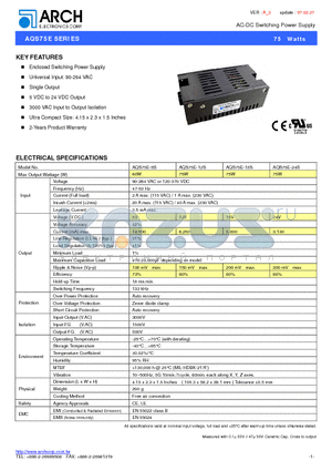 AQS75E-5S datasheet - AC-DC Switching Power Supply