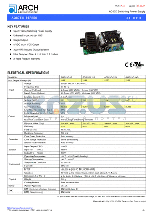 AQS75O-12S datasheet - AC-DC Switching Power Supply