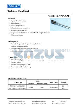 7343/B1C2-APSB/MS datasheet - Specially designed for applications