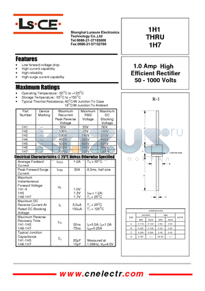 1H7 datasheet - 1.0 Amp High Efficient Rectifier 50-1000 Volts