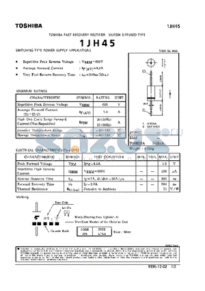 1JH45 datasheet - FAST RECOVERY (SWITCHING TYPE POWER SUPPLY APPLICATIONS)