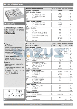 25NEB066V1 datasheet - 1- phase bridge rectifier