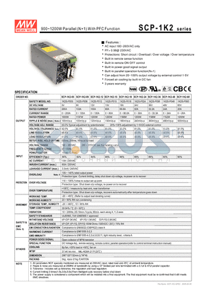 1K2S-P048 datasheet - 900~1200W Parallel (N1) With PFC Function