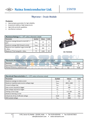 25NTD datasheet - Thyristor - Diode Module