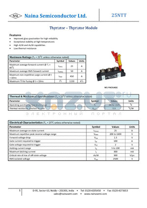 25NTT datasheet - Thyristor - Thyristor Module