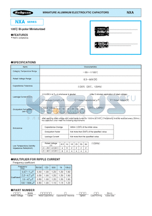 25NXA33M5X11 datasheet - MINIATURE ALUMINUM ELECTROLYTIC CAPACITORS