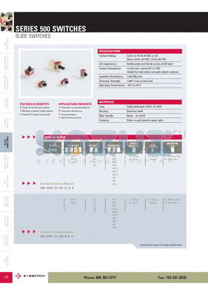 500SSP1S1M1QEA datasheet - SLIDE SWITCHES