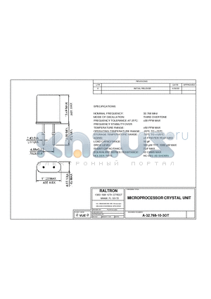 A-32.768-10-3OT datasheet - MICROPROCESSOR CRYSTAL UNIT