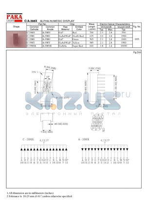 A-398E datasheet - ALPHA-NUMERIC DISPLAY