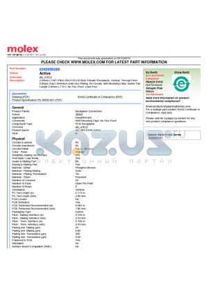 36505-0289 datasheet - 2.54mm (.100