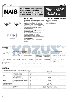 AQY2 datasheet - PhotoMOS RELAYS