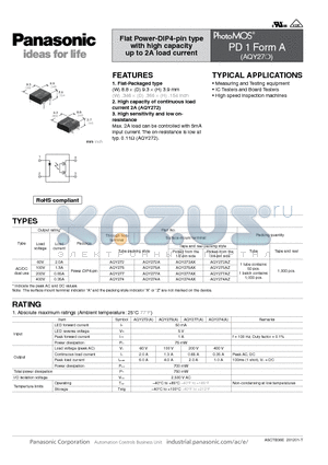 AQY272 datasheet - Flat Power-DIP4-pin type with high capacity up to 2A load current