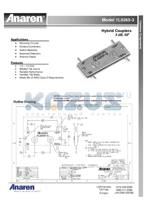 1L0265-3 datasheet - Hybrid Couplers