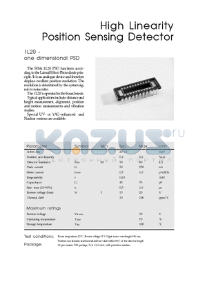 1L20- datasheet - High Linearity Position Sensing Detector