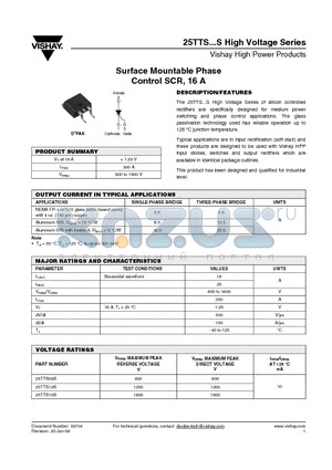 25TTS08 datasheet - Surface Mountable Phase Control SCR, 16 A