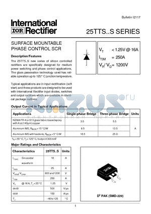 25TTS datasheet - SURFACE MOUNTABLE PHASE CONTROL SCR