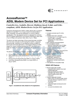 AR-P48 datasheet - AccessRunner ADSL Modem Device Set for PCI Applications
