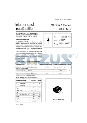25TTS12STRR datasheet - SURFACE MOUNTABLE PHASE CONTROL SCR