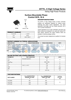 25TTS12TRL datasheet - Surface Mountable Phase Control SCR, 16 A