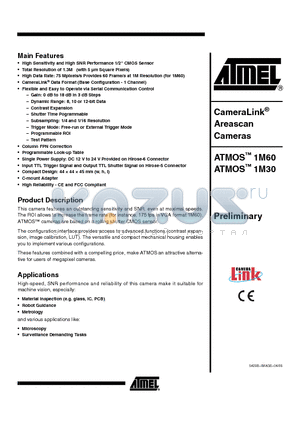 1M60 datasheet - CameraLink Areascan Cameras