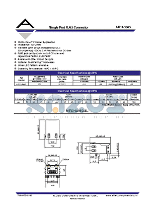 AR11-3665 datasheet - Single Port RJ45 Connector