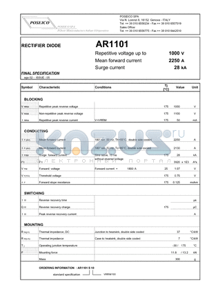 AR1101S10 datasheet - RECTIFIER DIODE