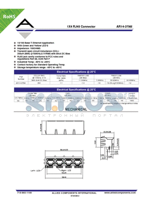 AR14-3756I datasheet - 1X4 RJ45 Connector