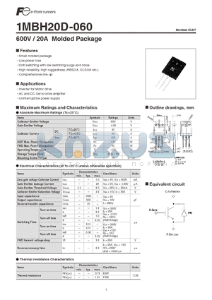 1MBH20D-060 datasheet - 600V / 20A Molded Package