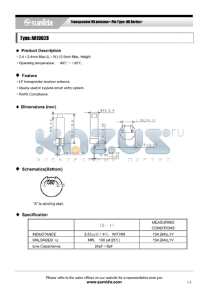 AR19D28 datasheet - Transponder RX antenna