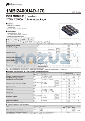 1MBI2400U4D-170 datasheet - IGBT MODULE