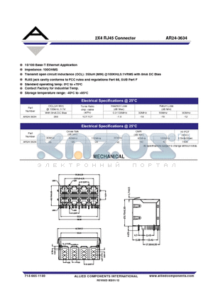 AR24-3634 datasheet - 2X4 RJ45 Connector