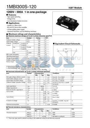 1MBI300S-120 datasheet - 1200V / 300A 1 in one-package