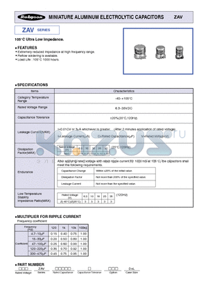 25ZAV27M63X7 datasheet - MINIATURE ALUMINUM ELECTROLYTIC CAPACITORS