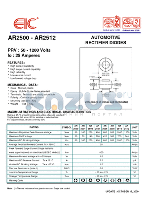 AR2500 datasheet - AUTOMOTIVE RECTIFIER DIODES