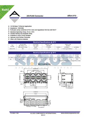 AR24-3772 datasheet - 2X4 RJ45 Connector