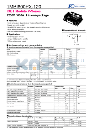 1MBI600PX-120 datasheet - IGBT Module P-Series 1200V / 600A 1 in one-package