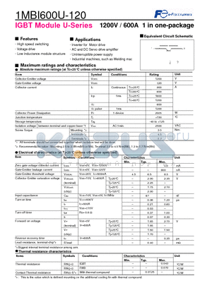 1MBI600U-120 datasheet - IGBT MODULE U-SERIES