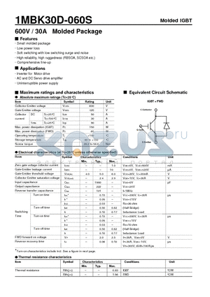 1MBK30D-060S datasheet - Molded IGBT