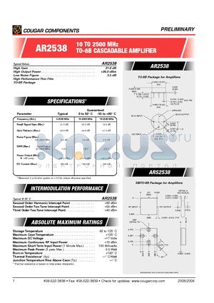 AR2538 datasheet - 10 TO 2500 MHz