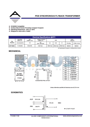 AEP-483SI datasheet - POE SYNCHRONOUS FLYBACK TRANSFORMER