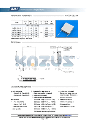 1MC04-030-05 datasheet - Blank ceramics (not metallized) Metallized (Au plating) Blank, tinned Copper