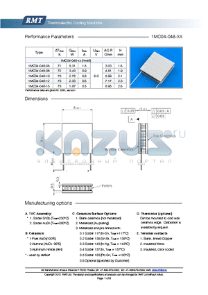 1MC04-048-10 datasheet - Blank ceramics (not metallized) Metallized (Au plating) Blank, tinned Copper