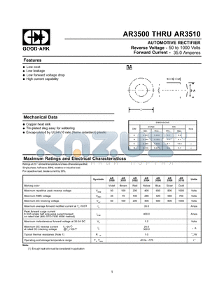 AR3502 datasheet - AUTOMOTIVE RECTIFIER