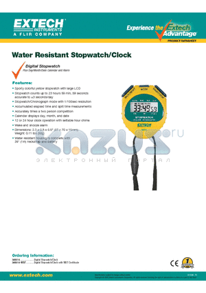 365510 datasheet - Water Resistant Stopwatch/Clock