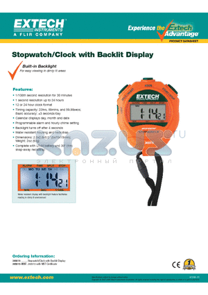 365515 datasheet - Stopwatch/Clock with Backlit Display