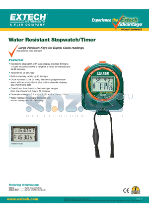 365528 datasheet - Water Resistant Stopwatch/Timer