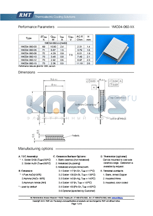 1MC04-060-05 datasheet - Blank ceramics (not metallized) Metallized (Au plating) Blank, tinned Copper