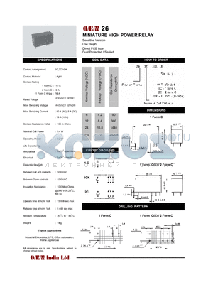 26-12-1CE-X datasheet - MINIATURE HIGH POWER RELAY