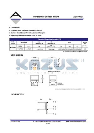 AEP308SI datasheet - Transformer Surface Mount