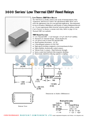 3660 datasheet - Low Thermal EMF Reed Relays